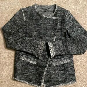 Banana Republic Tweed Fringe Blazer Jacket Woman  Small Asymmetric Career Preppy